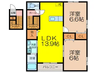 ワンネス【2階】の間取り