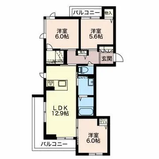 新潟県長岡市今朝白1【マンション】の間取り
