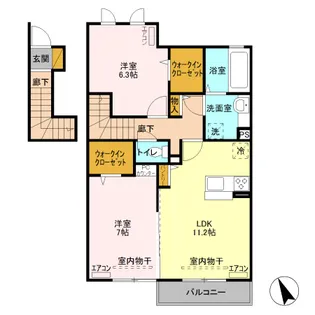 D-ROOM セントラル ヴィレッジ A202【2階】の間取り