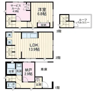 神奈川県川崎市中原区新城4【一戸建】の間取り