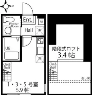ハーミットクラブハウス日吉K【2階】の間取り