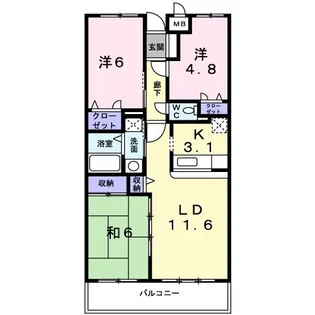 サンパティーク・レジダンス【3階】の間取り