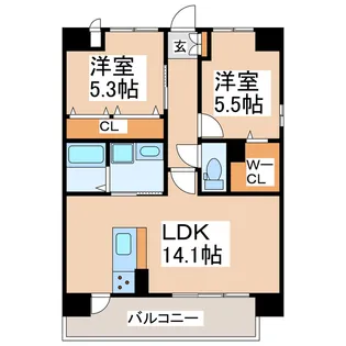 エレイネ菊陽【5階】の間取り
