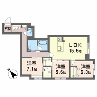 シャーメゾンステージ多賀城【2階】の間取り