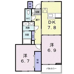 アーバン縄手B【1階】の間取り
