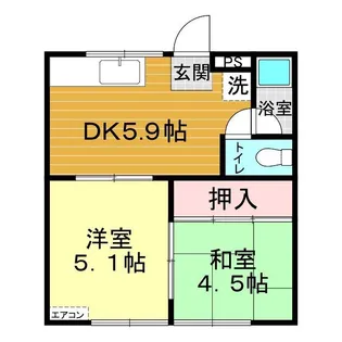 コーポトキフミ B棟【1階】の間取り