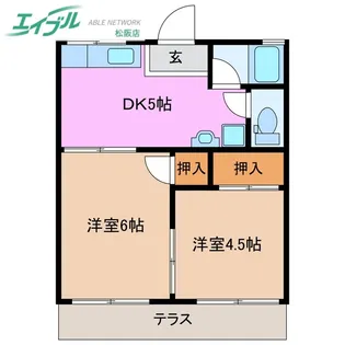 ひまわりコーポ【1階】の間取り