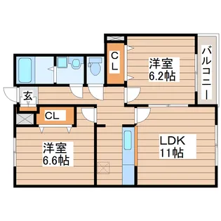 SKY WIND A棟【1階】の間取り