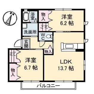 クレール六反 I棟【2階】の間取り