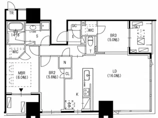 大崎ガーデンレジデンス【7階】の間取り