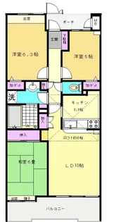 ローヤルシティ大宮土呂第3【9階】の間取り