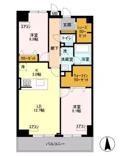 ロイヤルパークスシーサー【11階】の間取り