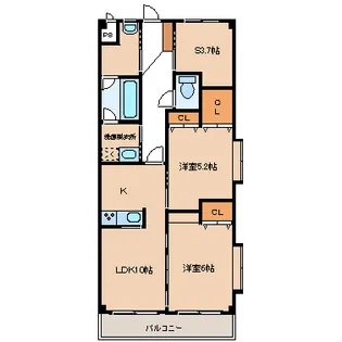 ラ・メール壱番館【2階】の間取り