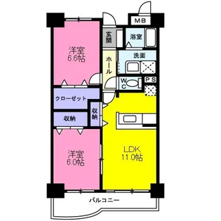 マンション グランデ カナバ【2階】の間取り