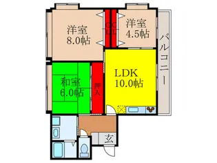 山仁サツキハイツ3【3階】の間取り