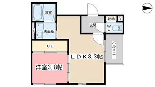 ハーモニーテラス勧修寺平田町II【1階】の間取り