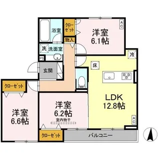 セレスティア本荘中ノ町 B【1階】の間取り