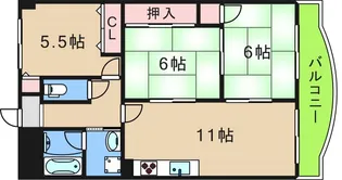 シャルマンハイツ住之江【5階】の間取り