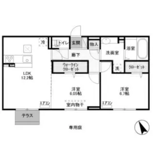 コーポスカイH【1階】の間取り