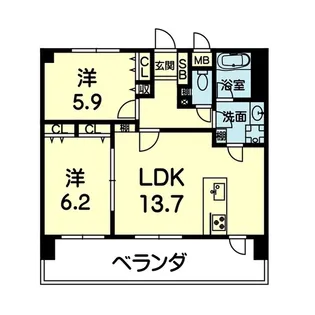 ステーションコート上熊本【7階】の間取り