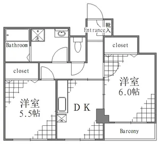 第5カスヤハイツ【3階】の間取り