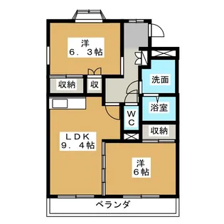 サンフラワーハイツB【1階】の間取り