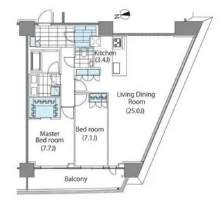 コンフォリア新宿イーストサイドタワー【15階】の間取り