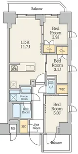 Alivis川崎【9階】の間取り