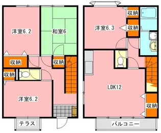 メゾンラフィーネ江原台A棟の間取り