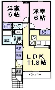 アパルトマングランドール A【1階】の間取り
