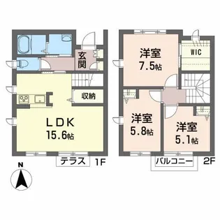 クレセント矢巾【2階】の間取り