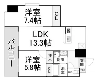 アミュゼ城野【9階】の間取り