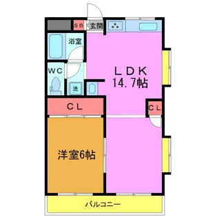 サンライズ船橋【5階】の間取り