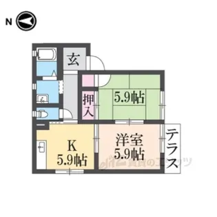 ソシア中陰【1階】の間取り