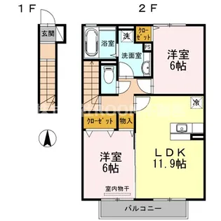メゾンブランシェII【2階】の間取り