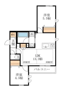 シャルール仙波【2階】の間取り