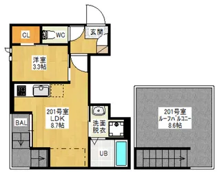 GRANDTIC 西崎【2階】の間取り