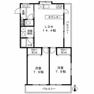 パークサイドルナ【2階】の間取り