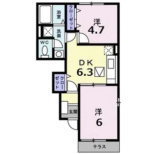 グランドールさくらC【1階】の間取り