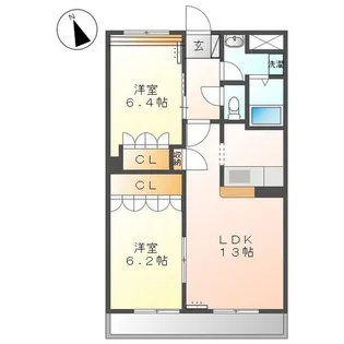 岡山県岡山市北区久米【マンション】の間取り