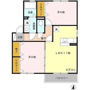 アンオーク A・B【2階】の間取り