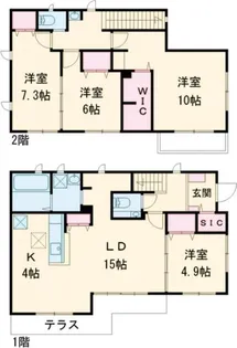 茨城県つくば市谷田部陣場【一戸建】の間取り