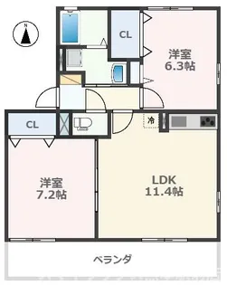 ラ・ブランタン【1階】の間取り