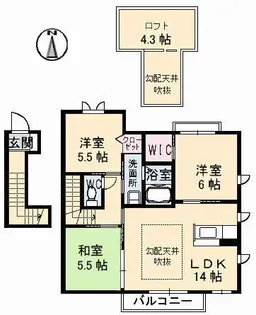 フィオレンテ B棟【2階】の間取り