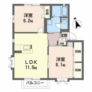 サザンコートE【2階】の間取り