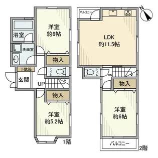 東京都大田区東雪谷1【一戸建】の間取り