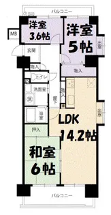 アーバンラフレ志賀1号棟【5階】の間取り