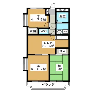 グランドール三輪【3階】の間取り