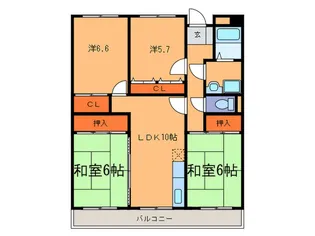 アルカサール東油山【3階】の間取り