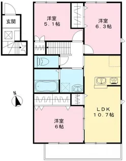 ユアメゾン益野A【2階】の間取り